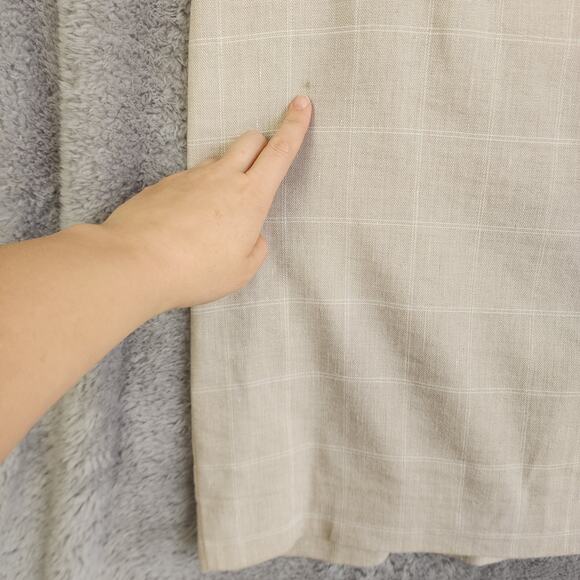 Ann Taylor Womens The Square Neck Dress in Windowpane Linen Twill Size 8 Cream - Picture 4 of 12